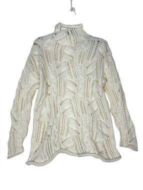 Cream Cashmere  Cable Knit mockneck/Turtleneck Sweater - Unbranded
